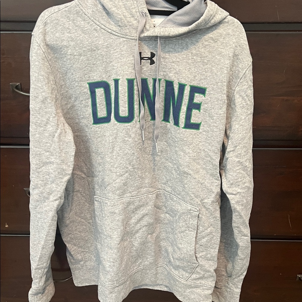 Under Armour Gray Hoodie with Green and Blue Lettering